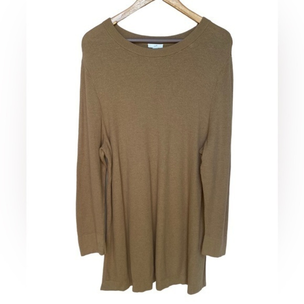 J.Jill Women’s silk wool cotton blend camel tan knit sweater tunic dress XL soft